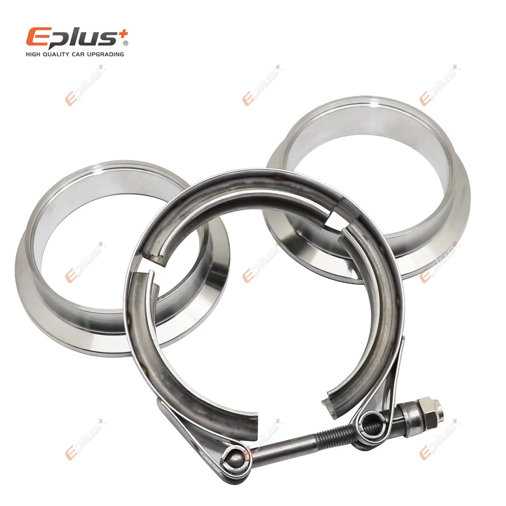 Eplus Car 304 Stainless Steel V Band Clamp Turbo Exhaust Pipe Vband Clamp Male Female Flange V Clamp Kits Universal