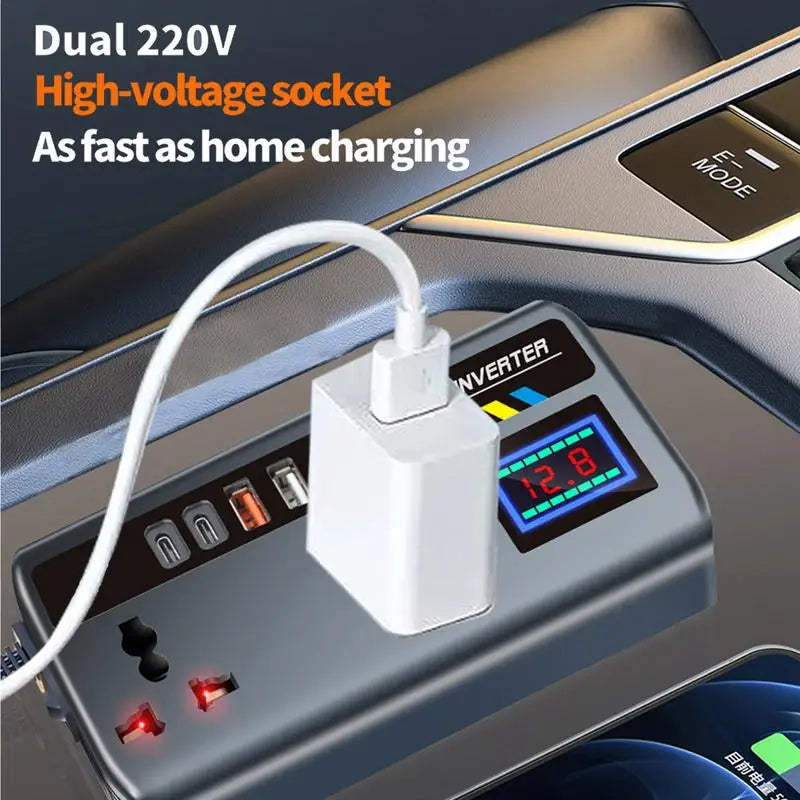 Car Inverter Outlet Car Converter 12V/24V to 220V Fast Charging Ports Portable Automotive Charger Inverter 3 USB Ports