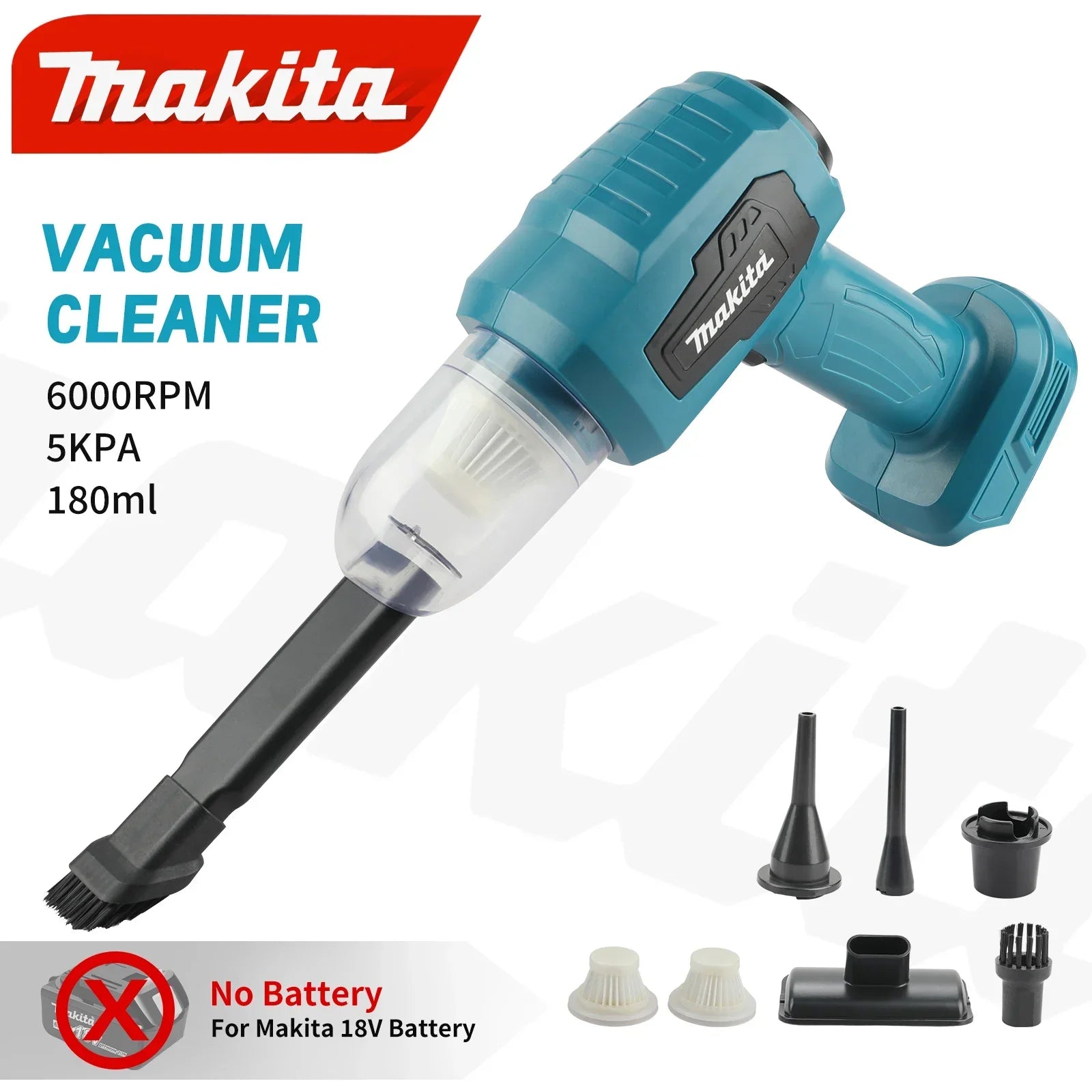 Makita Wireless - Charged Car Vacuum: Strong Suction for Cars & Households, Handheld Dual - Function (Blow/Suck) for 18V Battery
