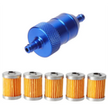 8mm CNC Aluminum Gasoline Cleaner +3/5 Pieces Reusable Cleanable Fuel Filter Motorcycle ATV Quad Inline Oil and Gas Fuel Filter