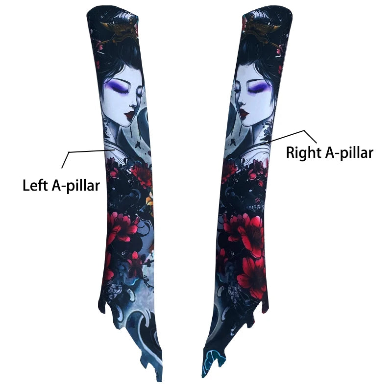 Universal car modification, flower arm beauty style car interior creative stickers, car roof ABC pillar modification.