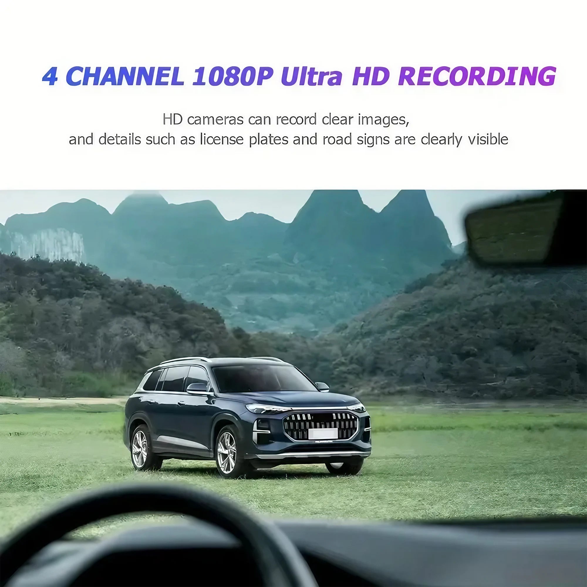 1080P Full HD Dash Cam 4 Lens Wide Angle Loop Recording IPS Screen Car DVR with Laptop Support
