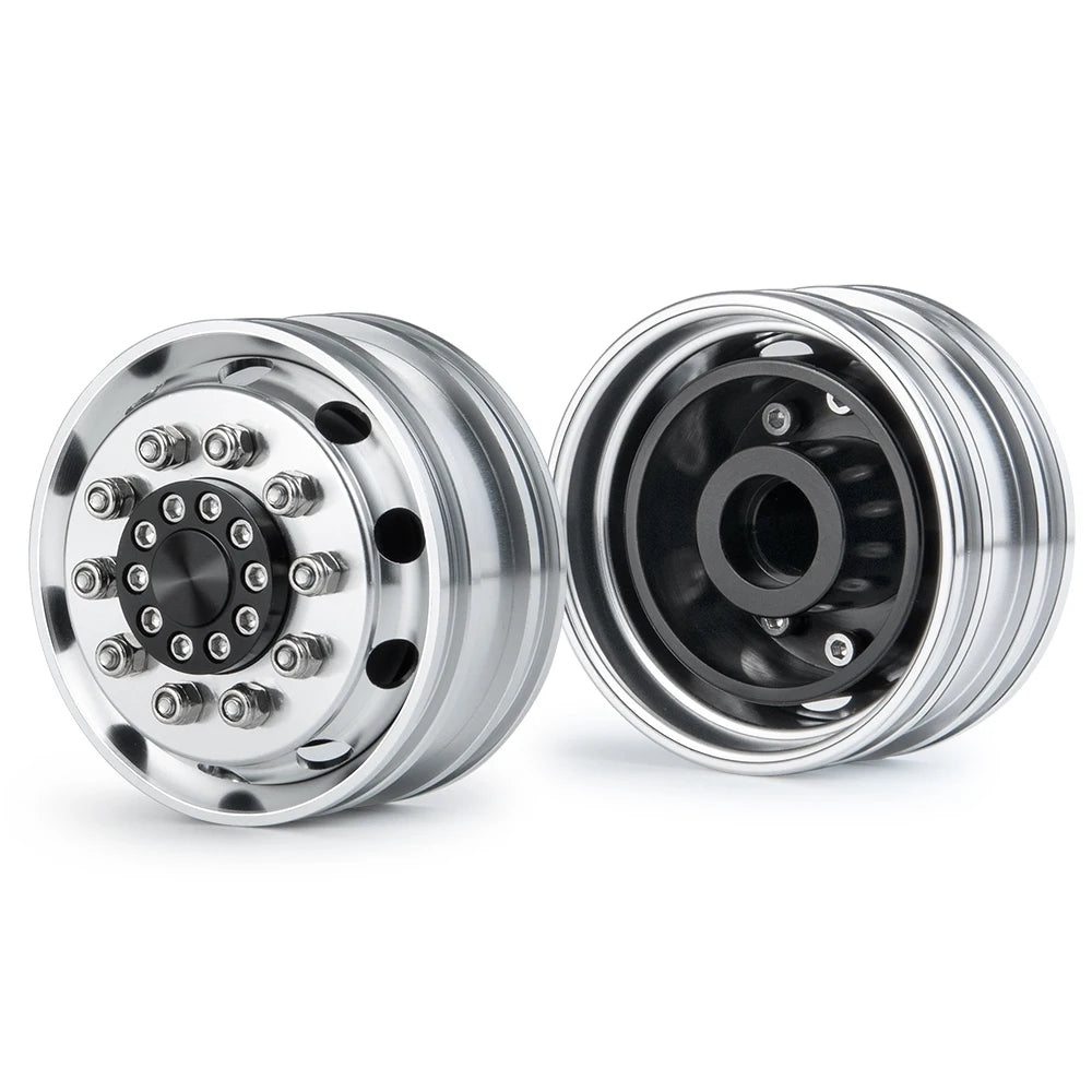 AXSPEED 4PCS Front Rear Wheel Rim Hubs Rubber Tyres with Foam Inserts for 1/14 Tamiya Truck Trailer Tractor RC Car Tires