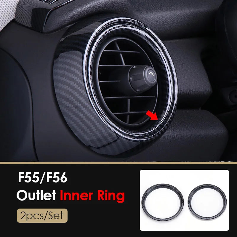 AMBERMILE for Mini Cooper F56 Accessories Car Interior Carbon Fiber Texture Console Air Outlet Door Speaker Handle Cover Trim