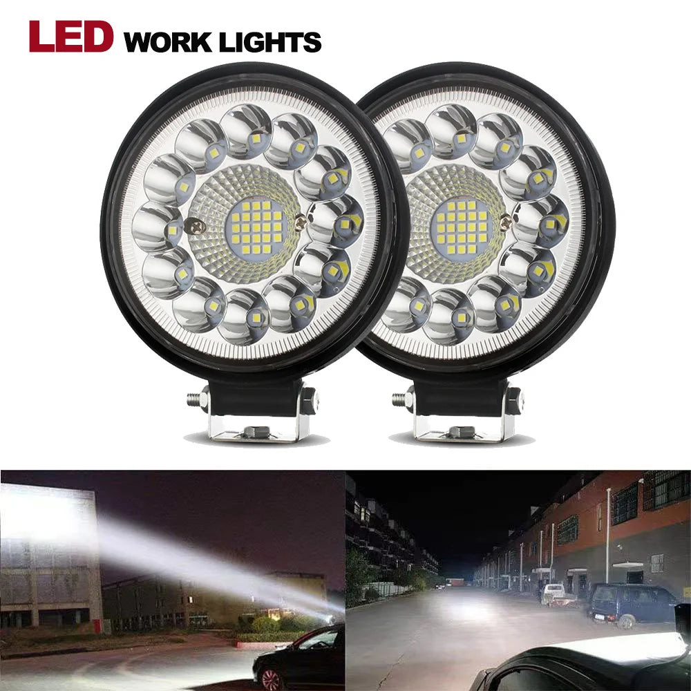 Car LED Light Bar 99W LED Work Light  Round Square Off Road Spotlight for Jeep Truck ATV 4X4 Car ATV Barra LED Headlights 12-24V