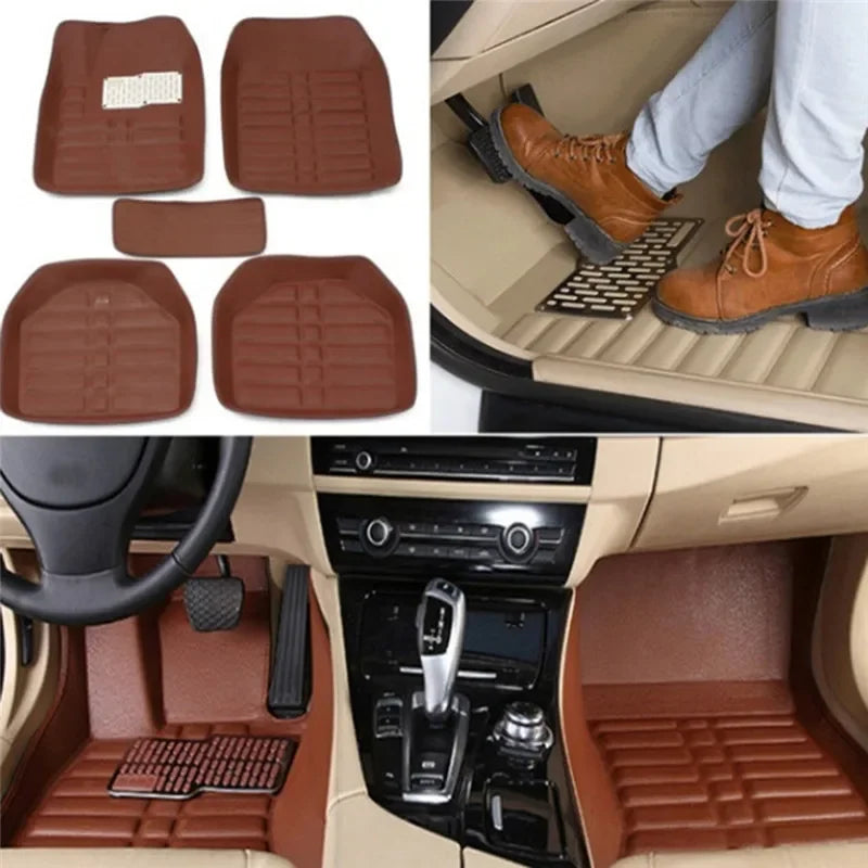 5PCS Universal Car Auto Floor Mats Floor Liner Front&Rear Waterproof Anti-Slip Set Floor Liner Mat Carpet All Weather Mat