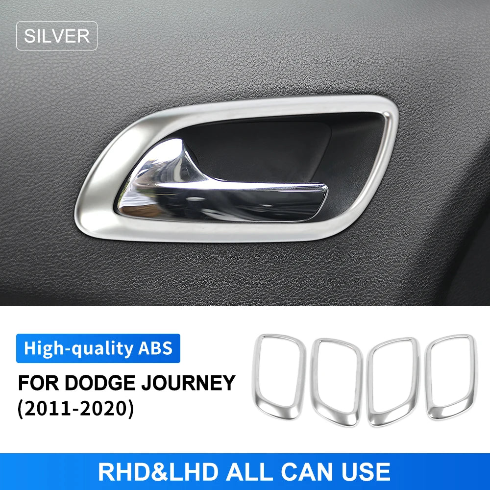 Interior Trim Auto Accessories For Dodge Journey JUCV Fiat Freemont 2011-2020 Silver ABS Car Inner Door Handle Bowl Frame Cover