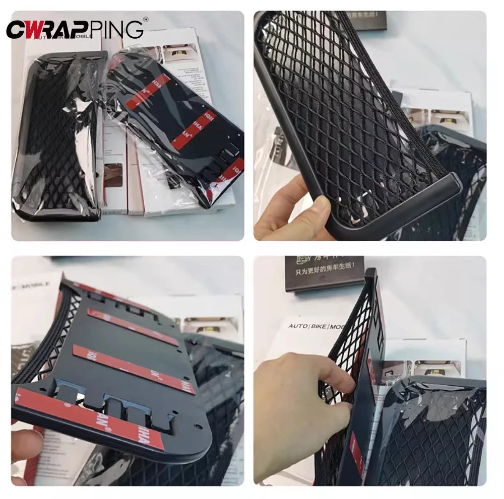 Car Organizer Mesh Storage Bag Net Pocket Mobile Phone Holder Multi Function Car Storage Net for RV Truck SUV Car Accessories