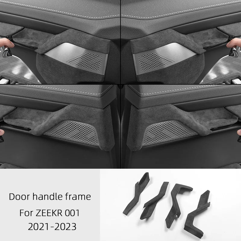 For ZEEKR 001 2021 2022 2023, A lcantara Car Interior Overlay Accessories Car Gear Shift Panel Armrest Lid Rear Air Outlet Frame