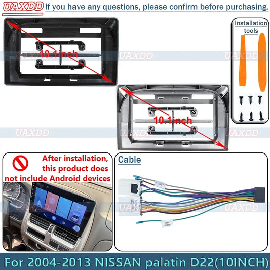 For 2004-2013 Nissan Palatin D22 10inch Radio Android Stereo Frame Panel Fascia Dashboard Multimedia Screen Video Cable Harness