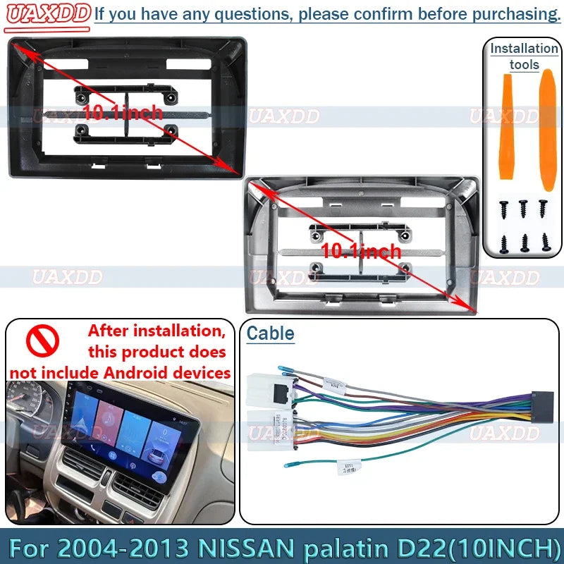 For 2004-2013 Nissan Palatin D22 10inch Radio Android Stereo Frame Panel Fascia Dashboard Multimedia Screen Video Cable Harness