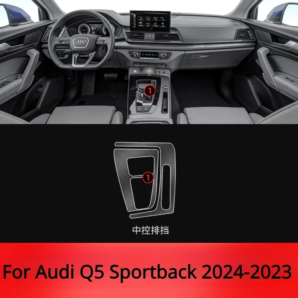 For Audi Q5 Sportback 2024 2023 Car interior Accessories film transparent TPU Gear Panel Center Console PPF Protection Sticker