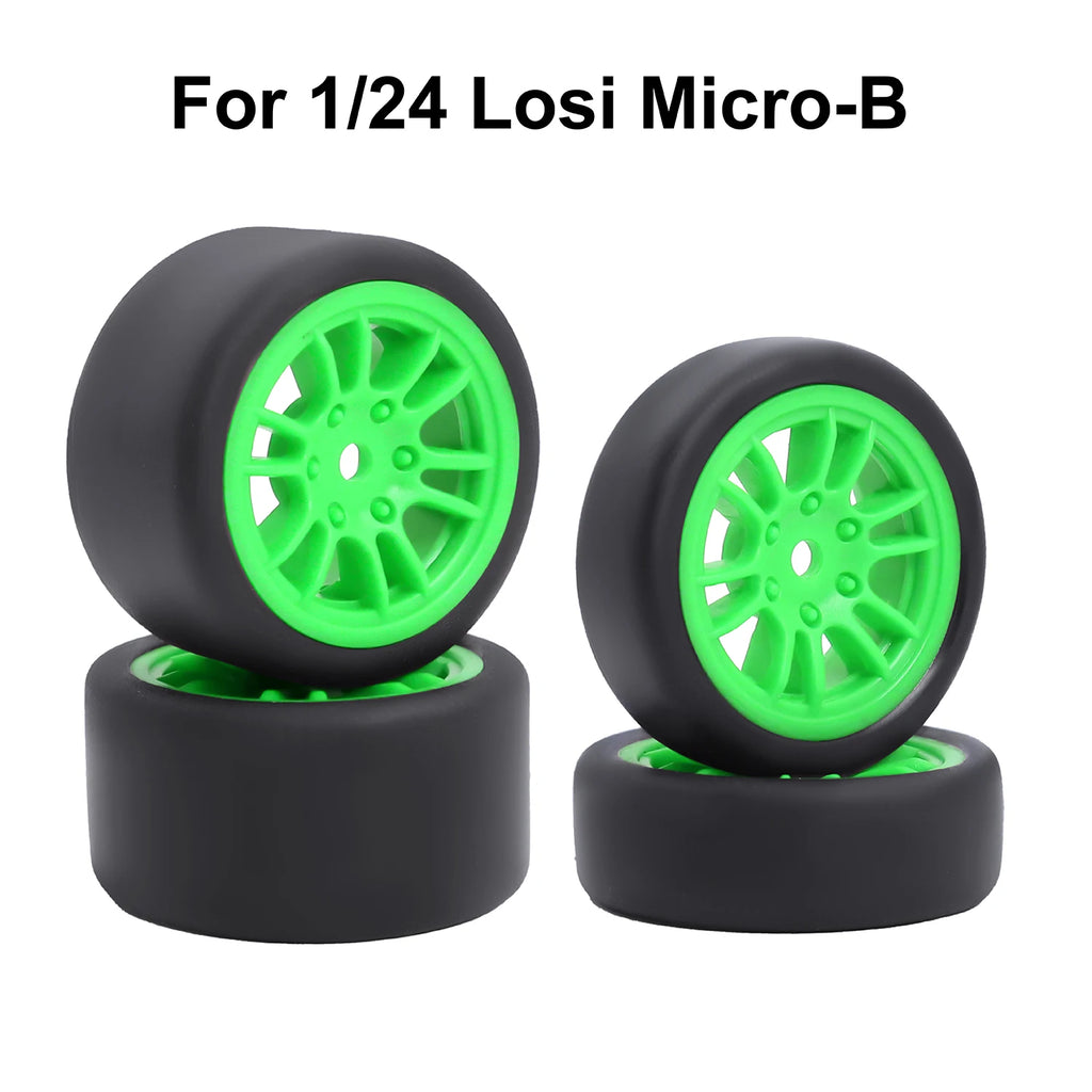 For 1/24 LOSI Micro-B On-Road Drift Racing Wheel Rims Hub with Tires Pre-mounted Pin For 1/28 Losi Micro-T WLtoys 244016