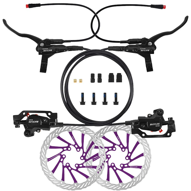 BUCKLOS Electric Bike Hydraulic Brakes Power Off Electric Scooter Brake Set 2 Piston E-Bike Disc Brake Set Folding Bike Brakes