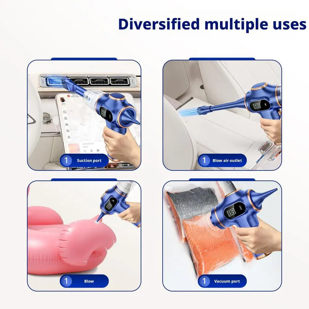 9000PA Cordless Car Vacuum Cleaner with 6 Nozzles Type C Fast Charging Handheld Air Purifier Blower for Home Car Pet Cleaning