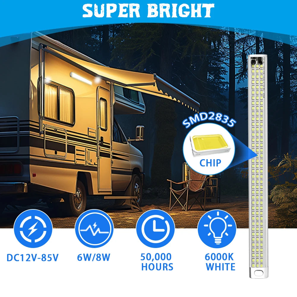 Led Strip Lights Bar Car Interior Lighting 168Leds 120Leds 6000K Ceiling Lamp for Camper Van RV SUV Cargo Truck 4x4 Offroad Boat