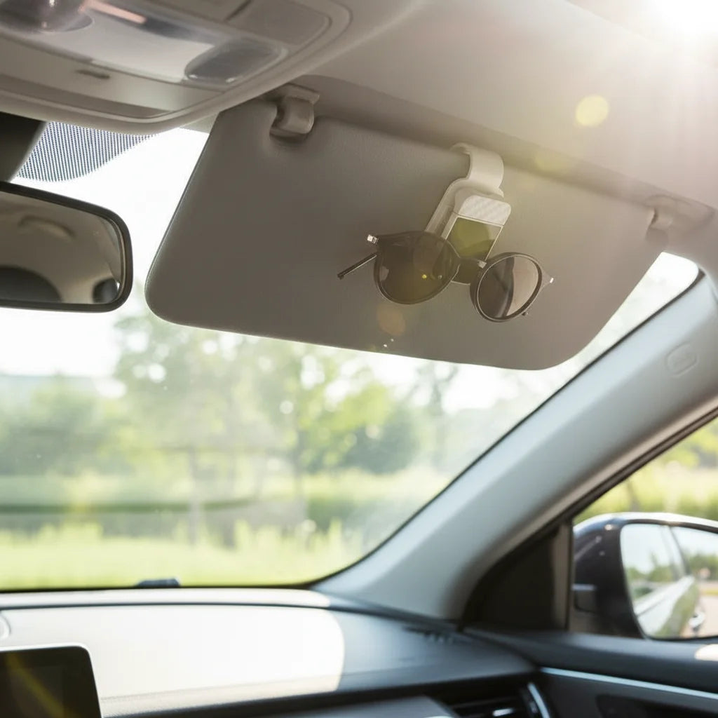 Car Sun Visor Glasses Holder Carbon Fiber Pattern Sunglasses Clip Ticket Card Mount Bracket Auto Interior Storage Accessories