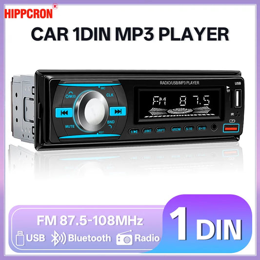 Hippcron Car 1din Radio Audio Stereo Bluetooth Multimedia Digital MP3 Player Stereos For Car Universal With Aux Input USB
