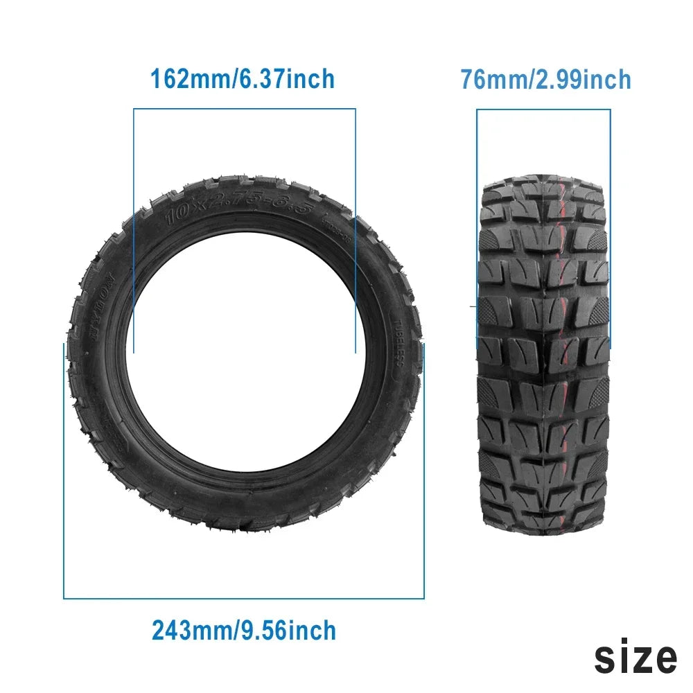 10 Inch Wear Resistant Tubeless Off-road Tire 10x2.75-6.5 Rubber Vacuum Puncture-proof Tyre For Electric Scooter Accessories