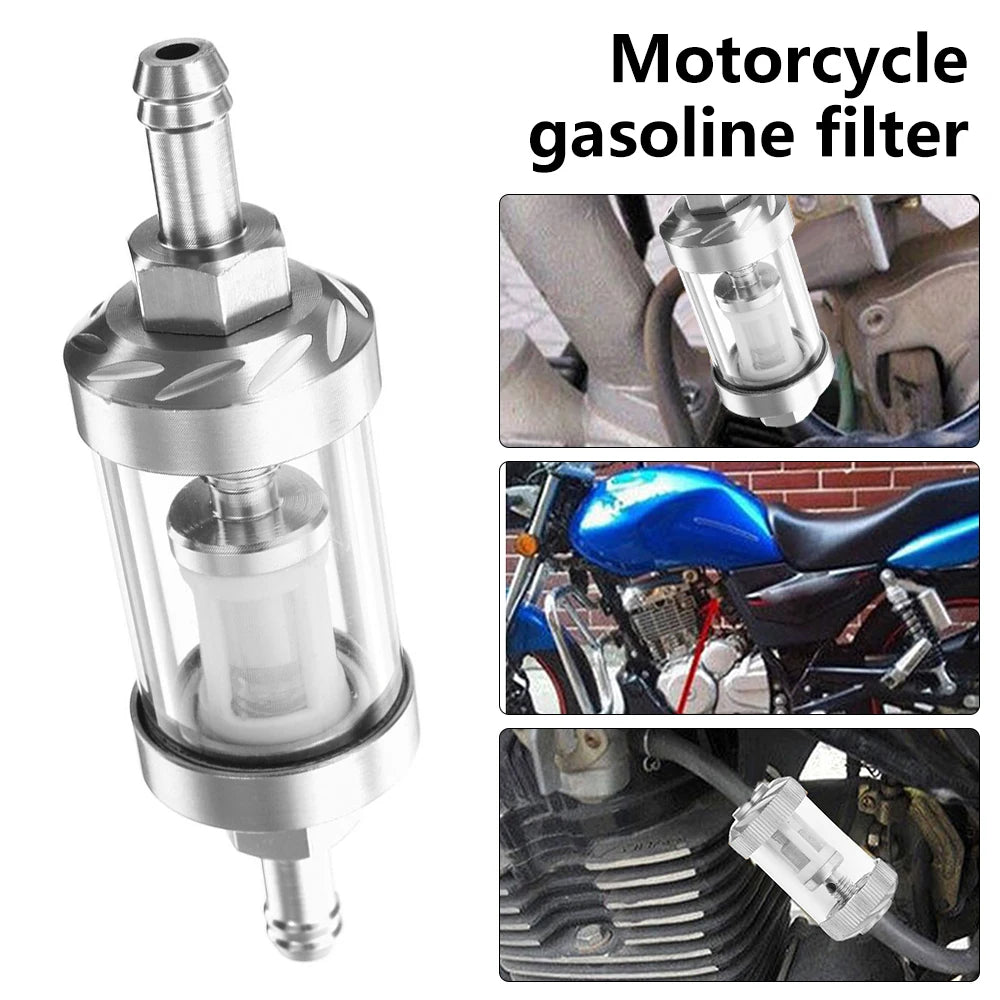 Gasoline Filter Universal Fuel Filter Reusable RV Inline Fuel Line For Motorcycles Car Aluminum Alloy Washable Petrol Gas Filter