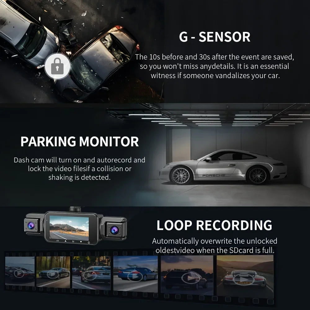 Car Dash Cam 4 Channel Driving Camera with WiFi GPS 1080P Front Left Right Rear Night Vision Loop Recording 24H Parking Monitor