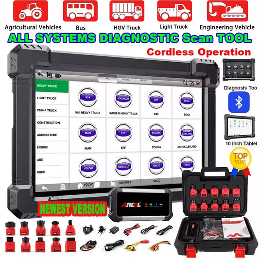 ANCEL X7 HD Heavy Duty Truck Full System Diagnostic Tool OBD2 Scanner Laptop for Truck Lorry Oil DPF Regen ECU Reset Battery
