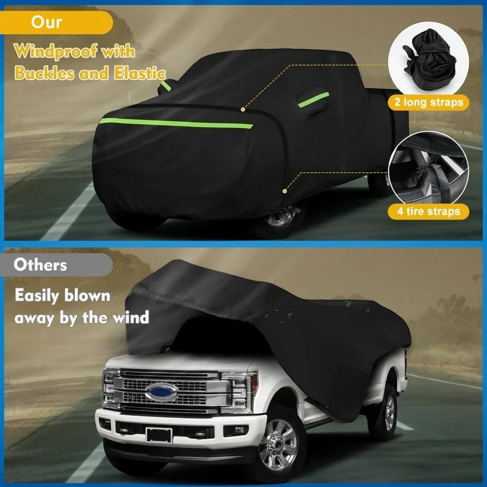Outdoor Waterproof Car Covers for Ford F-150/F-250 Super Crew Cab 5.5ft Short Bed With Zipper Wind Sun UV and Dust Protection