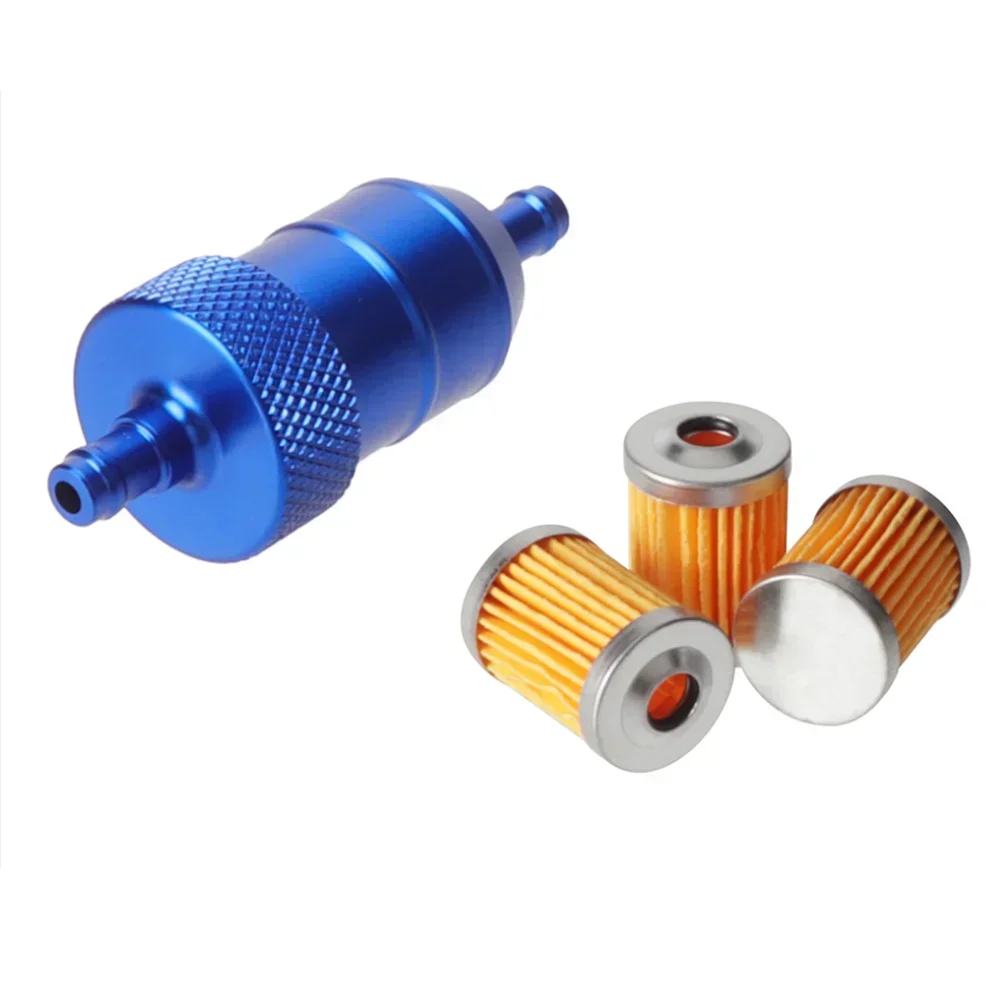 8mm CNC Aluminum Gasoline Cleaner +3/5 Pieces Reusable Cleanable Fuel Filter Motorcycle ATV Quad Inline Oil and Gas Fuel Filter