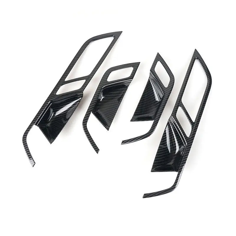 Para Audi A6 C8 2019 2020 2021 2022, accesorios interiores de coche, manija de puerta, cuenco, panel, cubierta, marco, moldura, ABS, textura de fibra de carbono