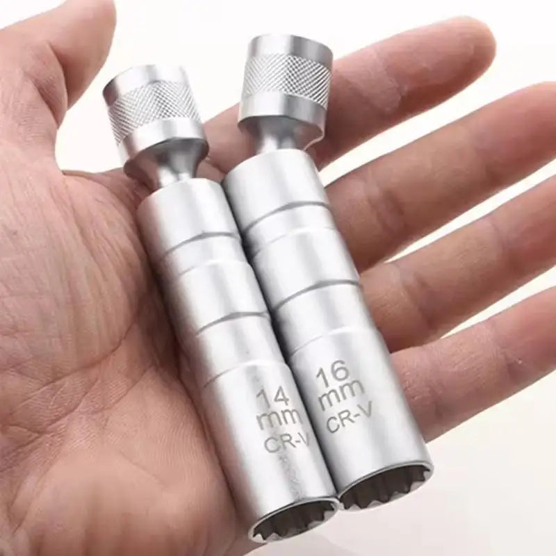 Magnetic Spark Plug Socket Adapter Set - 14mm 16mm Thin Wall with Universal Joint, 3/8" Drive for Secure Removal & Installation
