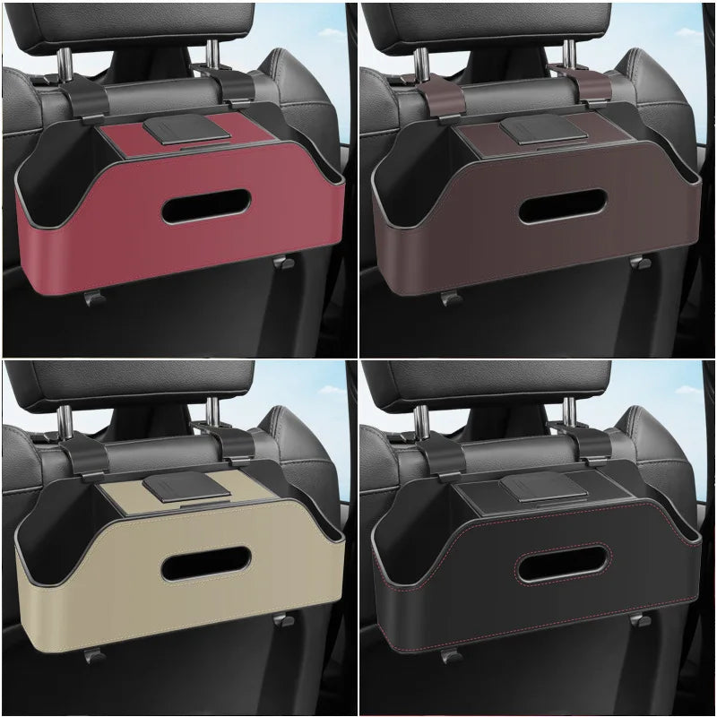 Car Backseat Organizer Storage Box 3 In 1 with Hook Auto Interior Decoration Drink Cup Tissue Phone Holder Travel  Accessories