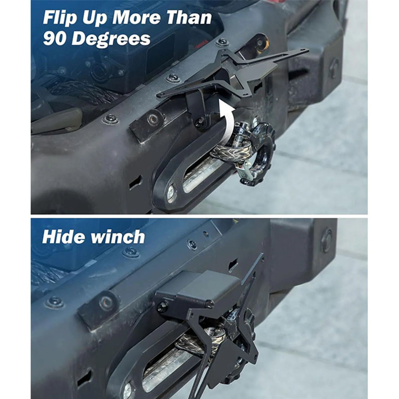 Flip Up Winch License Plate Mount Universal Front License Plate Holder for Pickup Truck Off Road RV 10in Hawse Fairlead