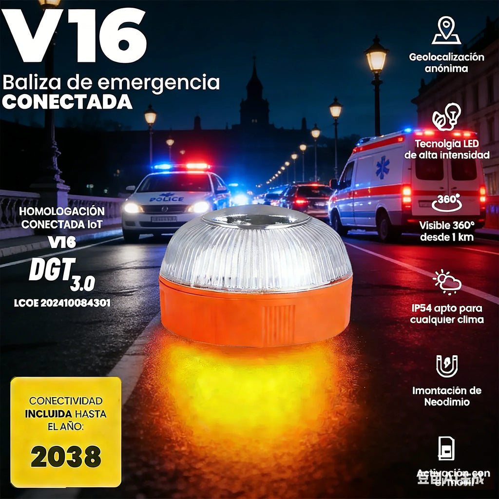 2026 LED Car Emergency Light Approved by DGT with Geolocation Tracker for Quick And Efficient Position Light 360 Degree Vision
