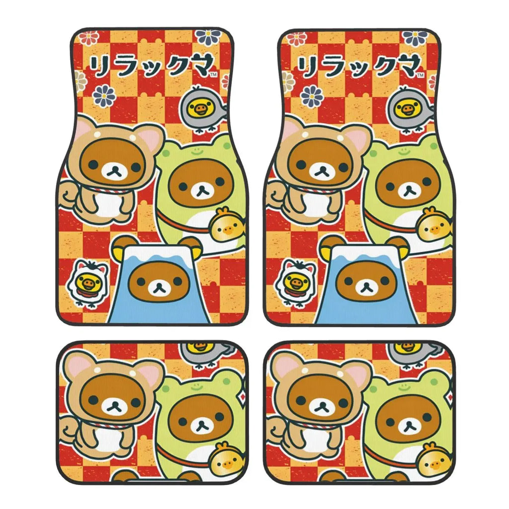 Rilakkuma Car Floor Mats Carpet Set of 4 Anti-Slip Universal Automotive Floor Mat Fit for Mid Trucks