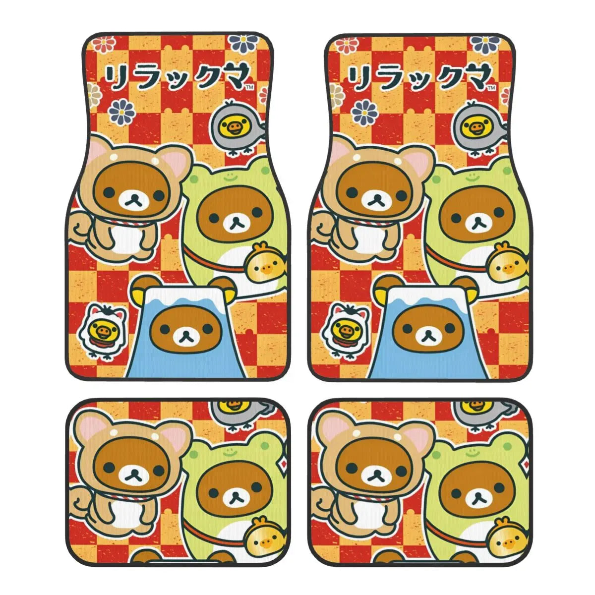 Rilakkuma Car Floor Mats Carpet Set of 4 Anti-Slip Universal Automotive Floor Mat Fit for Mid Trucks