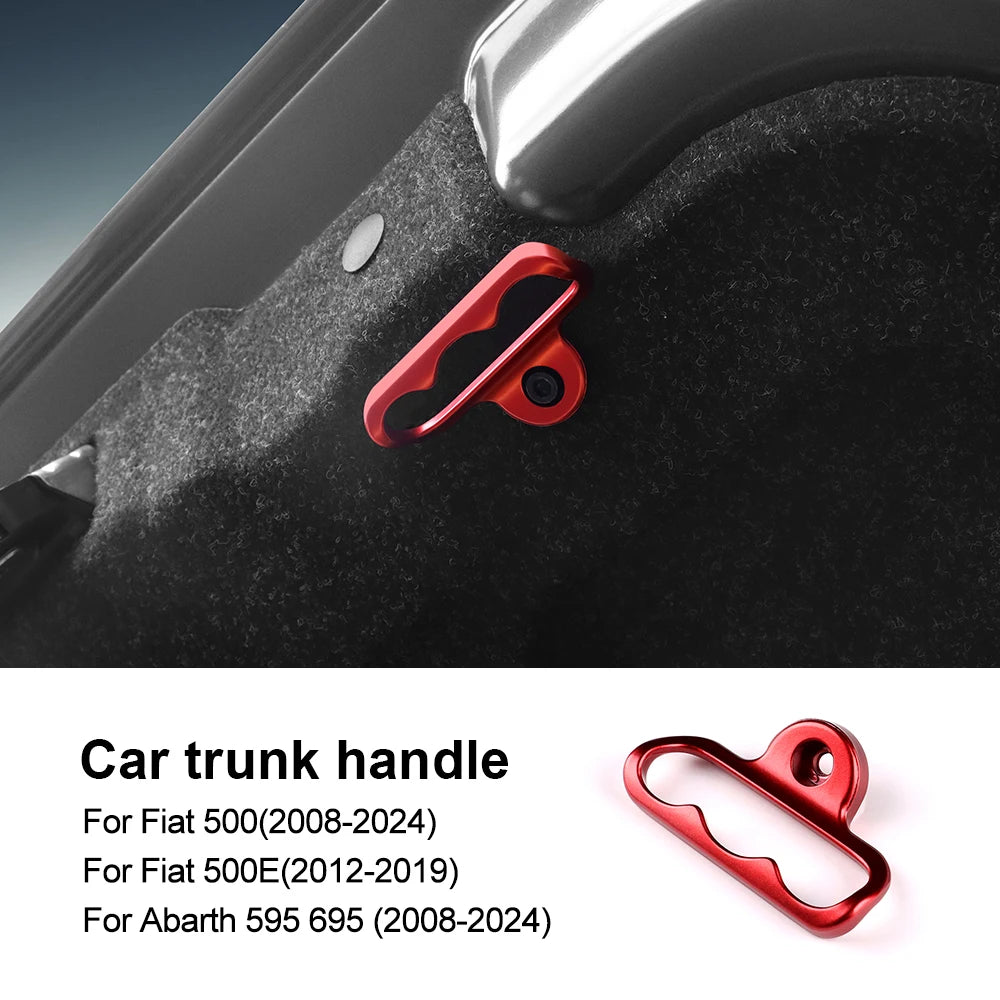 For Abarth 595 695/Fiat 500 2008-2024 For Fiat 500E 2012-2019 Car Rear Trunk Door Cover Handle Aluminum Alloy Accessories