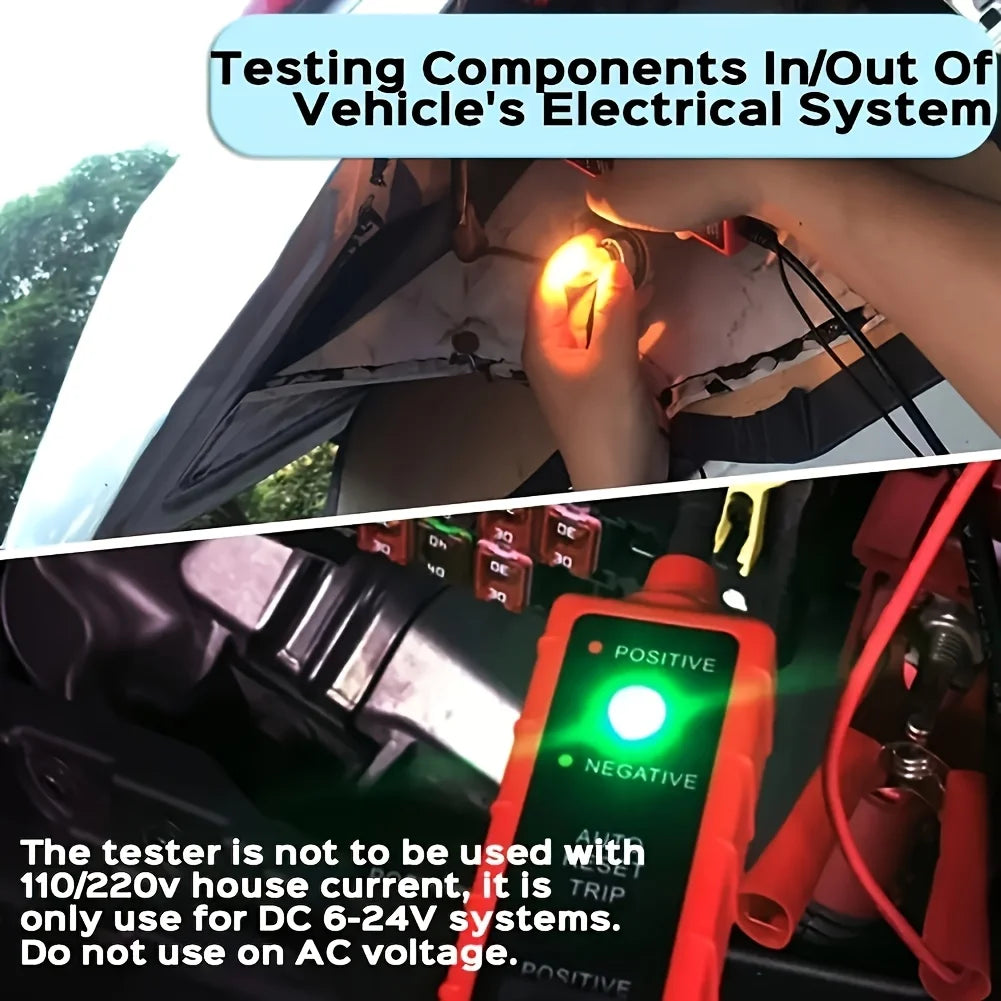 6V-24V Dc Multifunctional Automotive Electrical System Tester |   Diagnostic Tool with Polarity, Circuit, Continuity, and Component Testing + Safety Protection