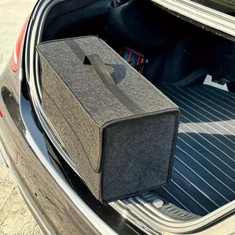 Car Trunk Organizer with Felt Lining - Collapsible Storage Bins, Anti-Scratch & Silent for Tools, Groceries, Emergency Kit
