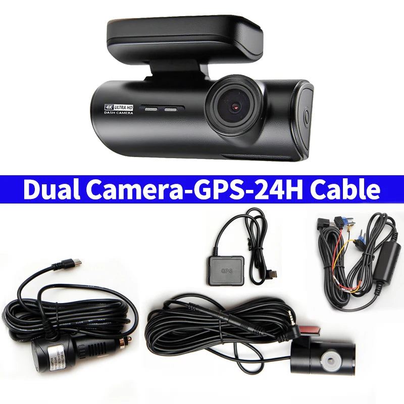 4K+1080P Ultra HD Dash Cam WiFi Car DVR GPS Dual Dash Camera APP Control Video Recorder Night Vision G-Sensor Loop Recording
