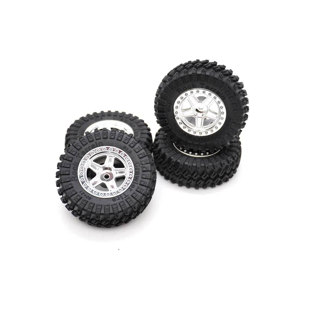 4PCS 60*21mm Rubber Front Rear Wheel Tyre 1.3" mud terrain tire for 1:18 TRX4M Traxxas RC Mini Crawler Model Upgrade Accessories