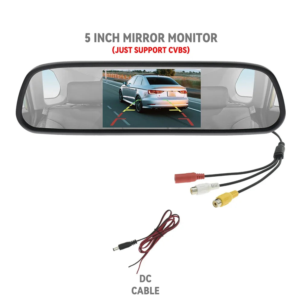 MJDOUD 5 Inch Car AHD Mirror Monitor for Vehicle Parking  5" TFT LCD HD Screen for Rear View Camera Rervesing Dispaly Universal