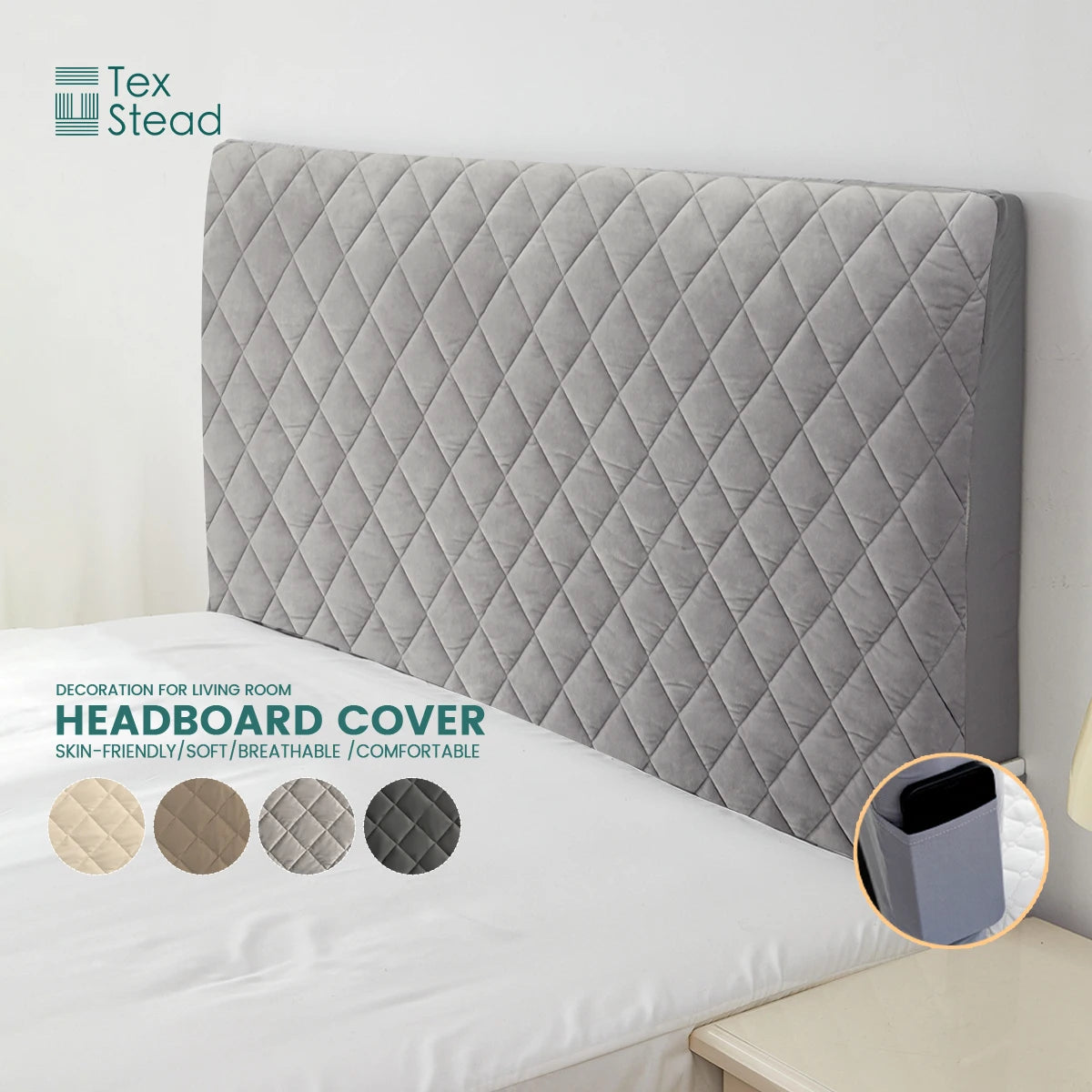 Thicken Headboard Cover Bed Back Dust Protector Cover Super Soft Solid Color Bed Haed Cover Quilte Head Cover