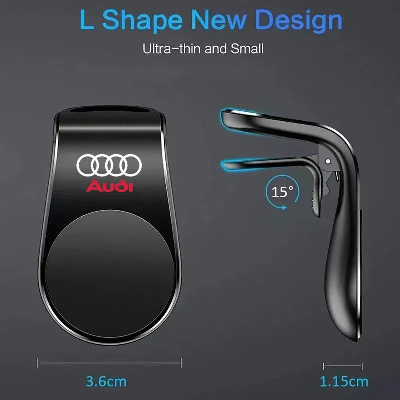 Magnetic Car Phone Holder Metal Stand Accessories For Audi Sline RS A3 A4 A6 A5 Q5 A1 Q7 Q3 Q2 Q8 A7 A8 TT S1 SQ5 RSQ3 RSQ8