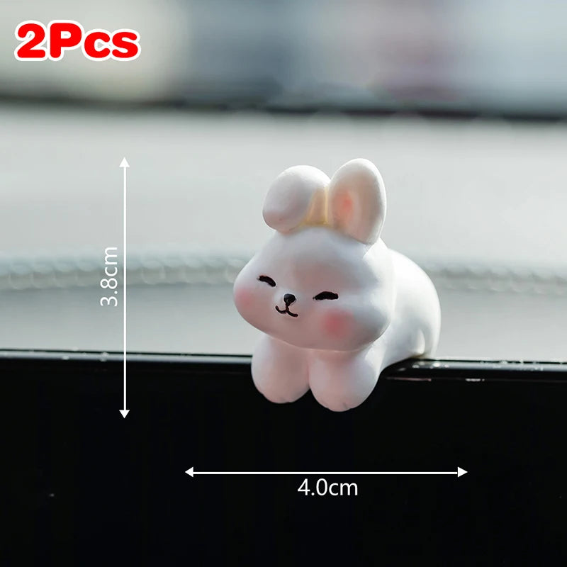 Bundle of 2 Cute Cartoon Small Animal Car Dashboard Accessories, Humorous Car Interior Ornaments and Screen Decorations