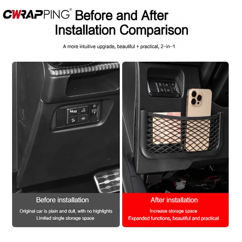 Car Organizer Mesh Storage Bag Net Pocket Mobile Phone Holder Multi Function Car Storage Net for RV Truck SUV Car Accessories