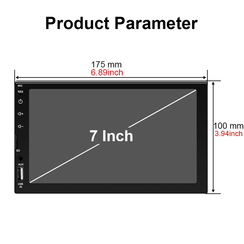 Car Radio 7 Inch 1 Din MP5 Multimedia Player Touch Screen FM ISO Power Aux Input Bluetooth USB Mirror Link Universal Autoradio