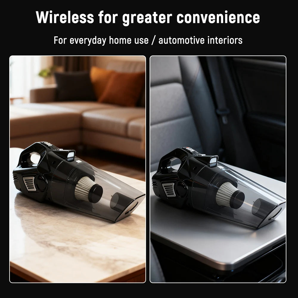Wireless/Wired Car Vacuum Cleaner Car Tire Inflator Strong Suction Handheld Home Car Vacuum Cleaner Multi-functional with Light