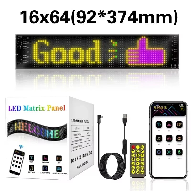Dynamic Devil Eyes Light for Car Truck Windshield Programmable LED Display Flexible Soft Screen DIY Bluetooth APP Remote Control