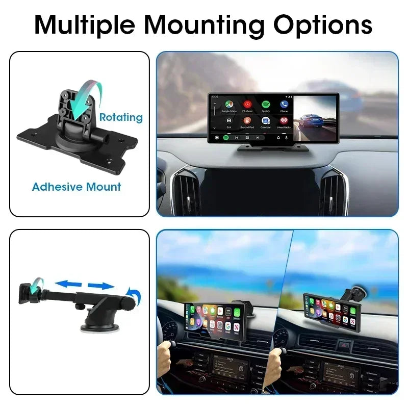10.26'' 4K Dash Cam Car DVR Android Auto Carplay Display Screen Smart Car System Video Recorder Monitor With Rear Camera 5G WIFI