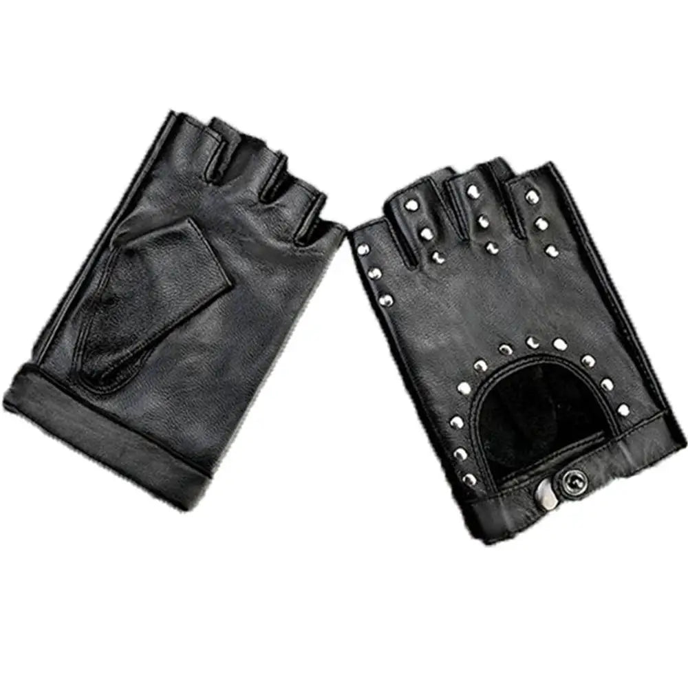 Motorcycle Accessories Driving Motor Rivet Punk Glove Gloves Fingerless Leather Mittens